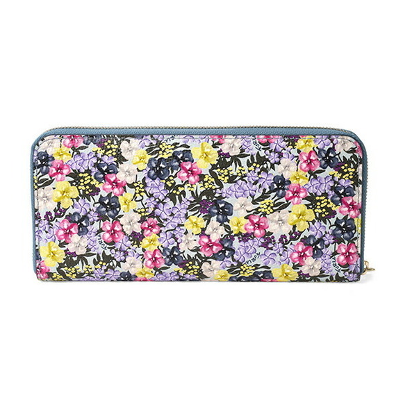 Furla Camellia Long Wallet Round Zipper Blue Multicolor - Picture 2 of 9